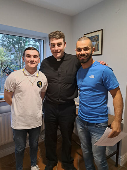 World Youth Day Pilgrims Roger Power, Fr Marius O'Reilly and Thomas Ferreira.