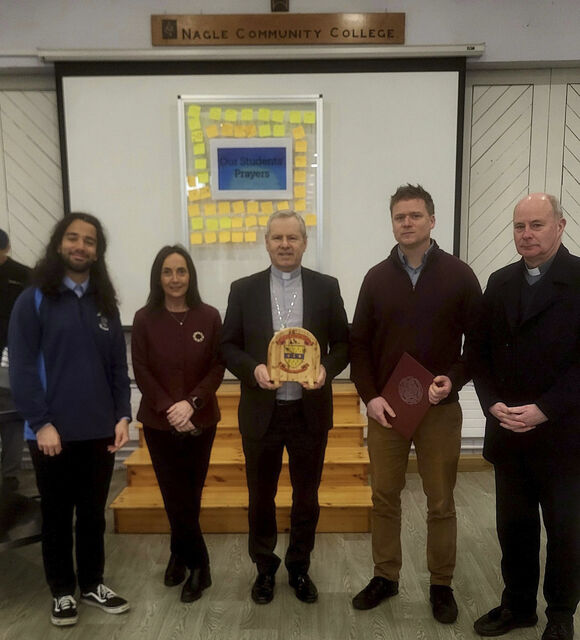 Bishop Fintan on his visit to Nagle Community College