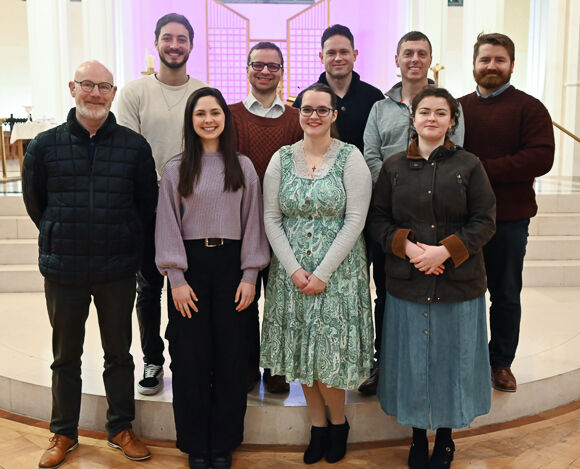 Back row - Eric, Archie, Joe, Seán and Denis. Front row - Culm, Barbara, Rebekah and Kate