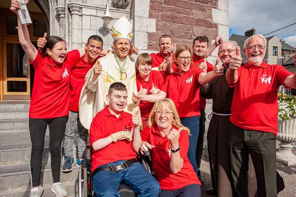 June 30, 2019 At the Episcopal Ordination of Fr. Fintan Gavin as Bishop of the Diocese of Cork & Ross at the Cathedral of St. Mary and St. Anne in Cork.Bishop Fintan Gavin with members of the Cork IPT Group 126 Children's Pilgrimage to Lourdes. Pic: Brian Lougheed
