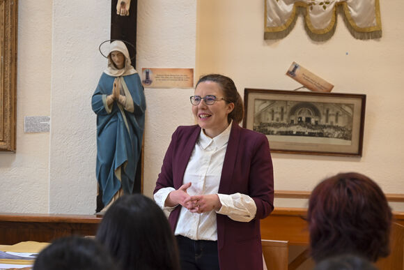 Mary Anne Collins, Coordinator for Faith Formation in Primary Schools, worked with the ,mmissionaries to prepare for their visits to schools on Monday, Tuesday, and Wednesday.