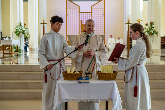 Bishop Fintan Gavin blessed candles