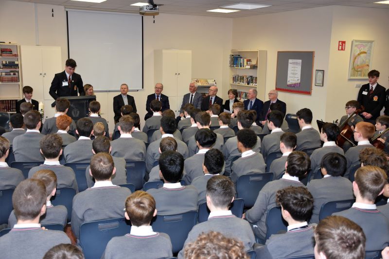Bishop Fintan is invited to address the students of Coláiste an Spioraid Naoimh