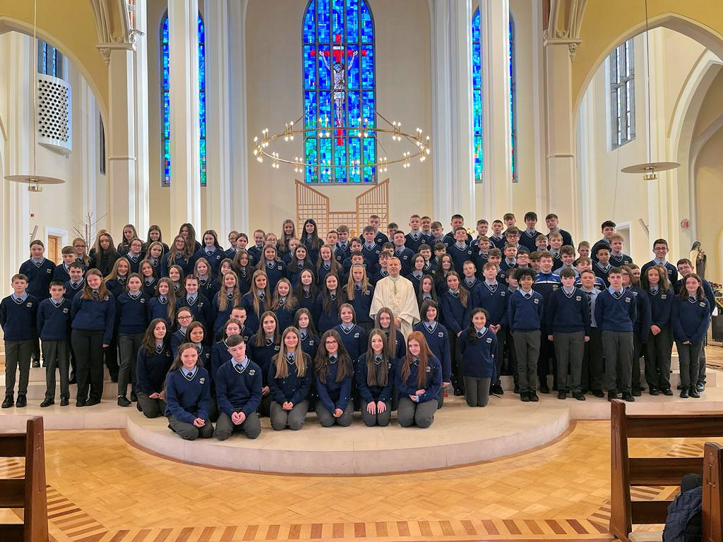 Gaelcoláiste Mhuire First Year Group with Bishop Fintan