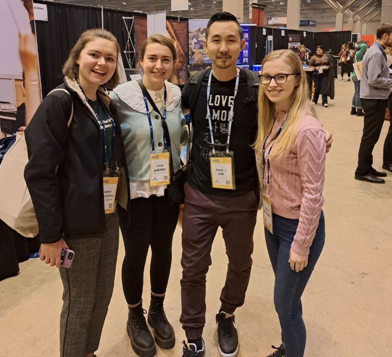 Cork and Ross attendees Sarah, Ciara and Sheila photographed with keynote speaker Paul J. Kim.