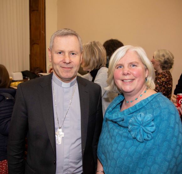 Bishop Fintan with Mary Fitzgibbon, chairperson of the Mater Dei Academy Parents Council 