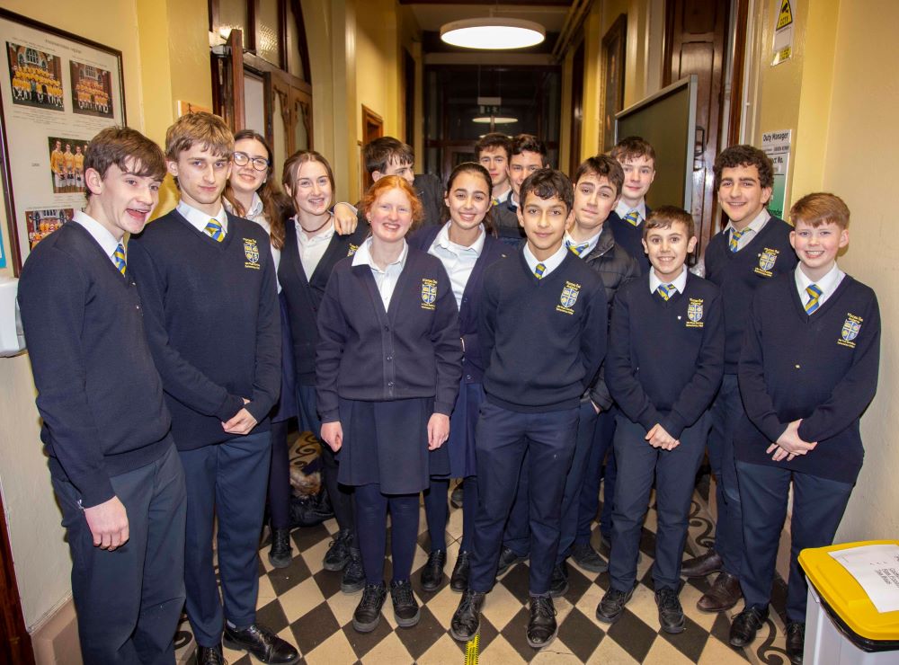 Students from Mater Dei Academy following the recent Mass celebrated by Bishop Fintan 