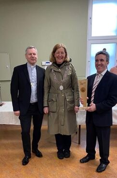 Bishop Fintan, Deputy Lord Mayor Cllr Colette Finn and Eamonn Moynihan, chairperson, parish Pastoral Council