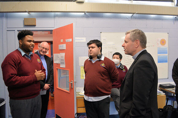 Students welcome Bishop Fintan to Mayfield Community School