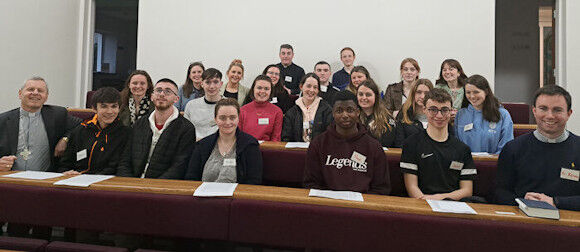 World Youth Day pilgrims with Bishop Fintan at Mardyke House.