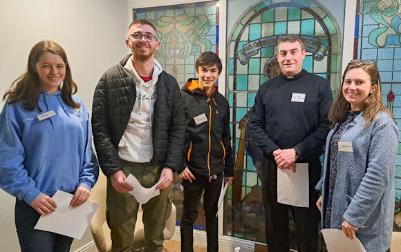 Ena O'Driscoll, Adam Sorenson, Joshua Taaffe, Fr. Marius O'Reilly and Catherine Collins who will all be travelling to Lisbon for World Youth Day