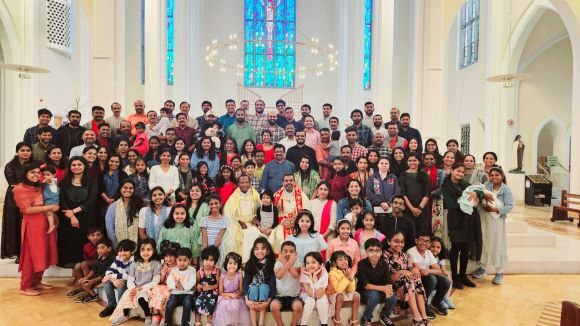 Families from Syro-Malankara Community celebrate Holy Eucharist in the Cathedral of St. Mary and St. Anne.