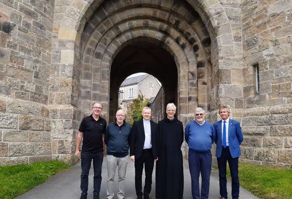 Deacon David Lane, Deacon Frank McKevitt, Bishop Fintan, Fr. Columba McCann OSB, Fr. Bernard Cotter and Deacon John Guiry in Glenstal Abbey.