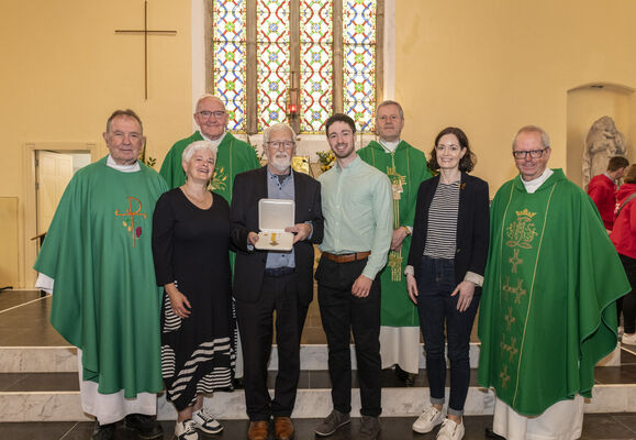Michael and Angela Galvin and family members with Bishop Fintan
