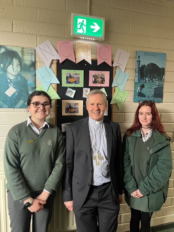 Bishop Fintan is welcomed to Presentation Secondary School Ballyphehane