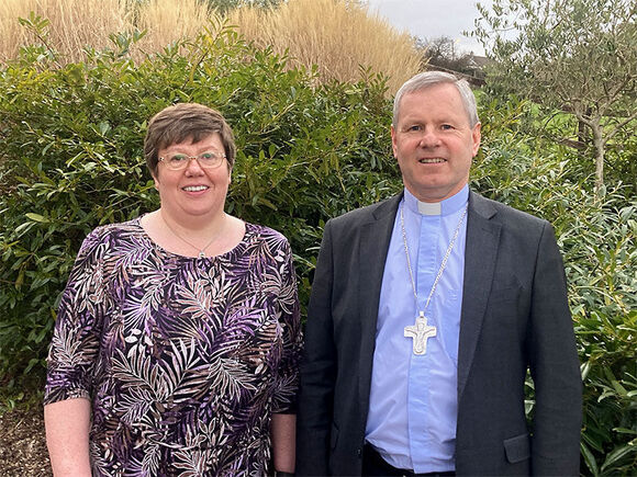 Sheila Lewis, Diocesan Secretary, with Bishop Fintan Gavin