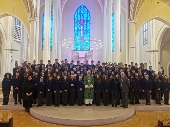 The First Year Students of Gaelcholáiste Mhuire AG enjoyed a wonderful Mass with Bishop Gavin recently.