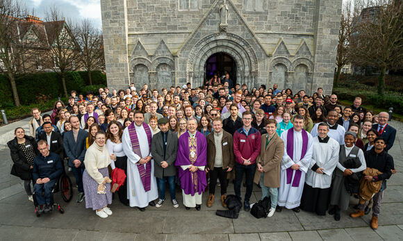 At CONNECT 4 in Cork - a faith centred event for young adults. Attendees pictured outside the Honan Chapel, UCC