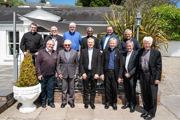 Bishop Fintan Gavin, Jubilarians and guests,at Innishannon House Hotel.