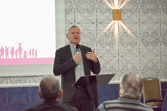 Bishop Fintan addressing the meeting of priests who hold an appointment in the Diocese of Cork and Ross