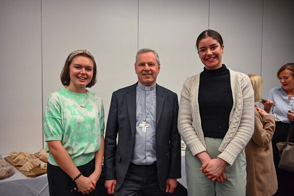 Bishop Fintan with Sarah Ryan Purcell and Roisín Kissane  who provided the music for the evening