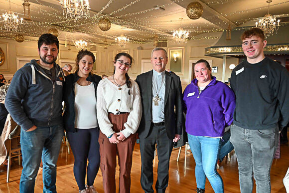 Parishioners from Muintir Bháire with Bishop Fintan at yesterday’s gathering