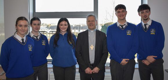 Bishop Fintan with members of the school's Meitheal Team