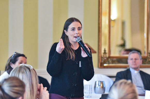 Teacher Aoife O'Driscoll speaking at the Confirmations workshop.