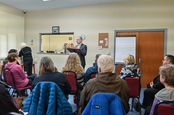 Bishop Fintan spoke with priests, parents/guardians and adult volunteers.