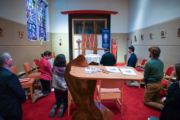 The group prayed together before the Blessed Sacament.