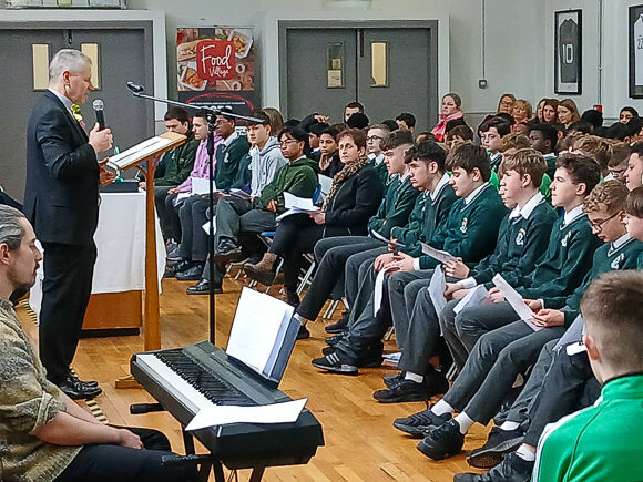 Bishop Fintan made a pastoral visit to Coláiste Chríost Rí, Turners Cross.