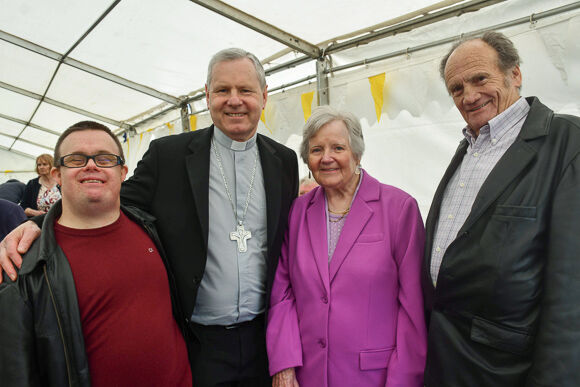 Bishop Fintan Gavin with Anna, Keith and Neil Weddell who came all the way from London for the Bicentenary celebrations, Anna was originally from Bridge Street in Skibbereen and moved to London 60 years ago. Photo; Anne Minihane.