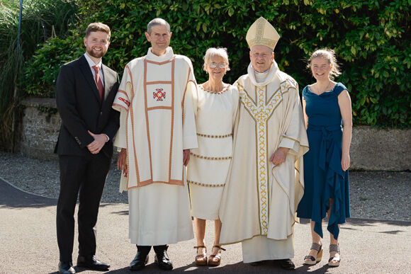 Pictured are Tomás Ryan, Deacon Paul Ryan and his wife Bríd, Bishop Fintan Gavin and Anne Ryan. (Photo BGM Media)