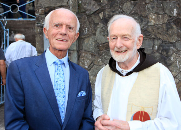 At the Lee Road Shrine for the Concelebrated Mass for the Feast Day of Our Lady of the Assumption. Paddy O’Brien with Fr Dermot Lynch OFM Cap. Photo, Tony O’Connell.