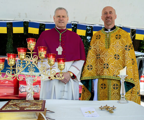 Bishop Fintan Gavin with Fr. Roman Biletskyi.