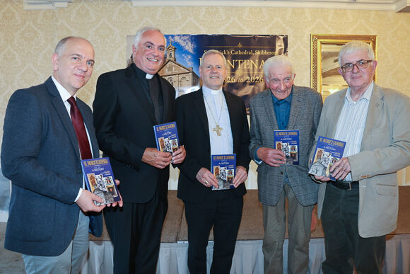Con Hurly, Co-author; Fr. Kevin O'Regan, Co-PP, Bishop Gintan Gavin, Gerald O'Brien, Co-author; Michael Dwyer, Committee Chairperson. (Photo: Kathleen Whelton)