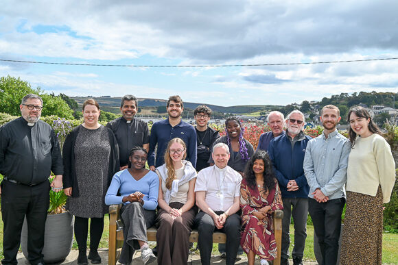 Members of the Young Adult Community with Bishop Fintan and priests from the Cathedral Family of Parishes.