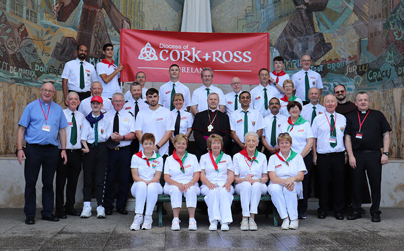 Pilgrimage coordinators and the adult helpers pictured in Lourdes on Day 2 of the pilgrimage.