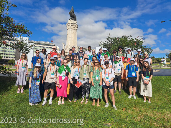 The group of 40 Cork and Ross pilgrims at World Youth Day